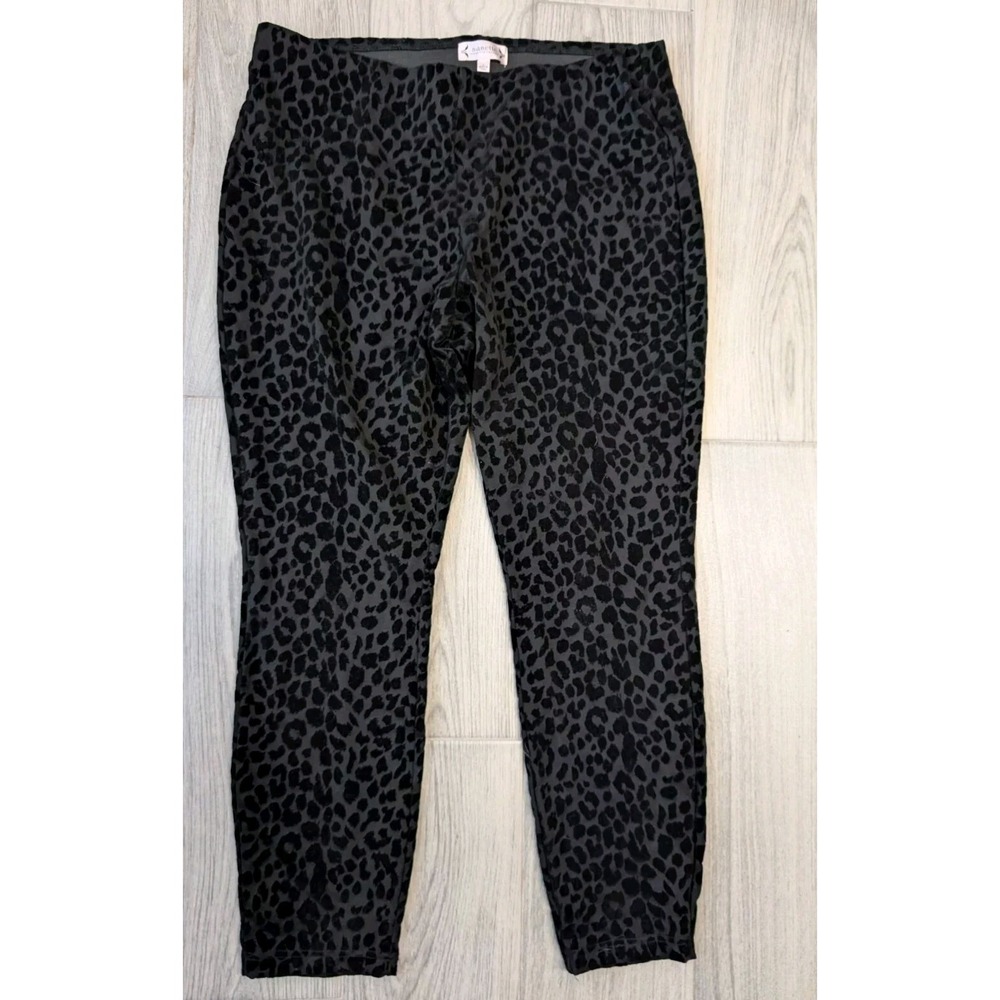 NANETTE LEPORE Women's Black Velvet Leopard‎ Textured Leggings Stretchy Size XL